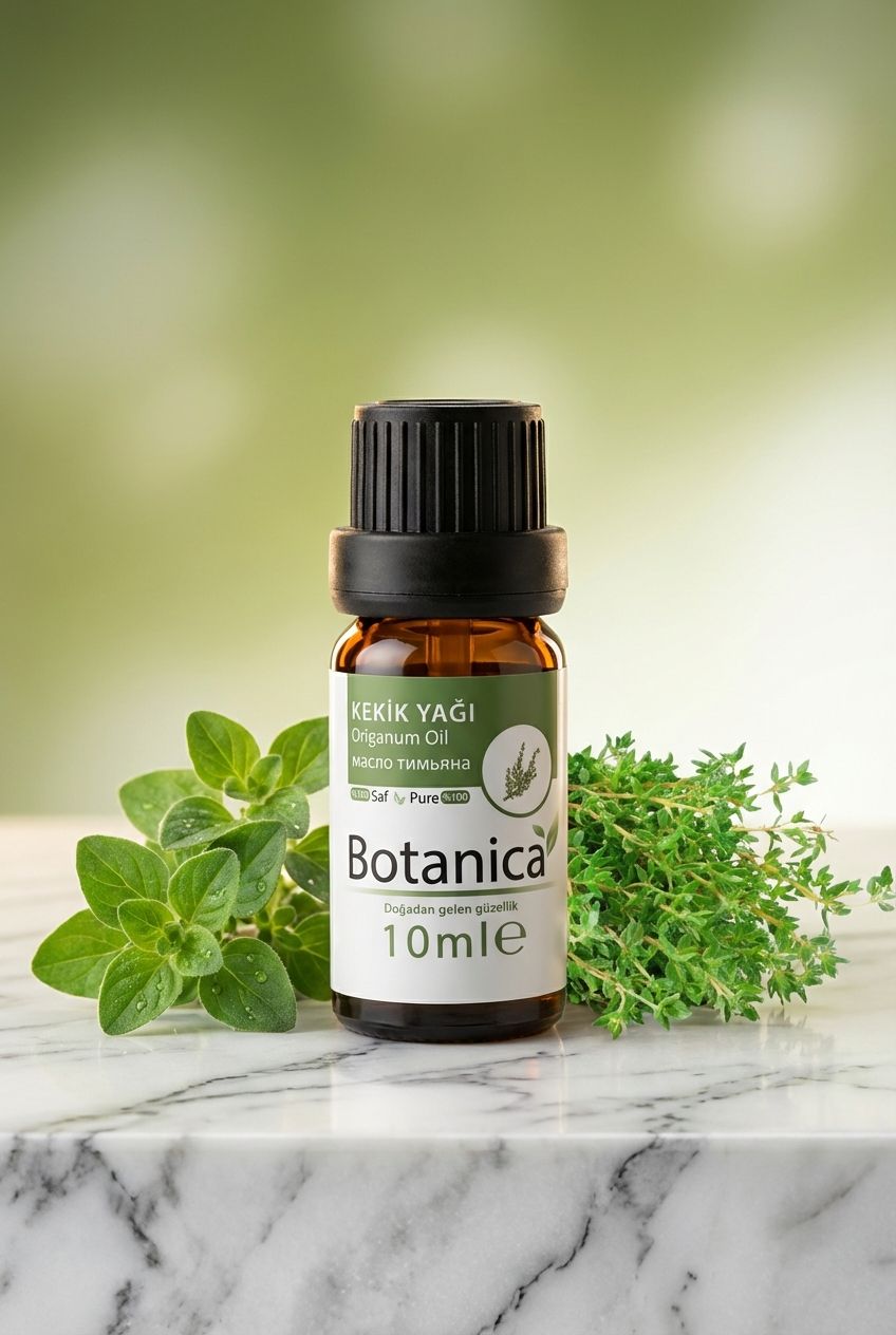 Taze kekik dalları ve Botanica kekik yağı