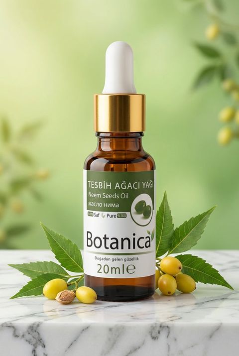 Botanica Tesbih (Neem) Yağı, amber cam şişe